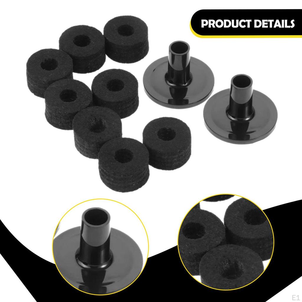 10 Pieces Cymbal Accessories Parts Drum Sleeves Cymbals Stand Pads for Show