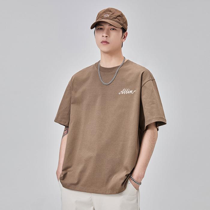 

New Summer Letter Printed Short-sleeved T-shirt for Men s Loose Round Neck Half-sleeved Heavy Cotton T-shirt 3XL