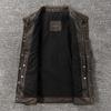 Vintage Motorcycle Vest Genuine Cow Leather Biker Vests Soft Slim Fit Men Genuine Leather Sleeveless Jacket Spring