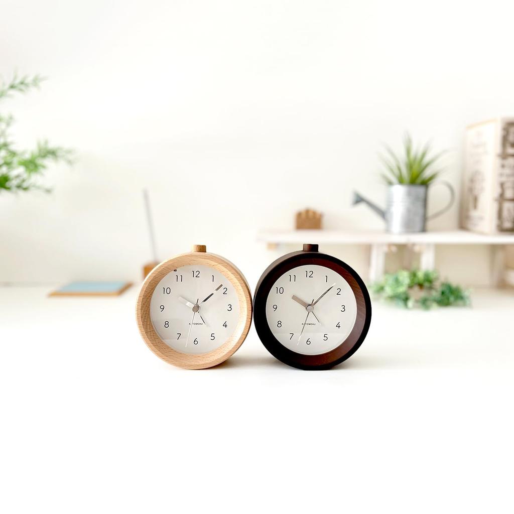KATOMOKU Alarm Clock 6, Brown, km-89BR, Wooden Alarm Clock with Snooze and Light, 11 x 11.6 x 4.6 cm