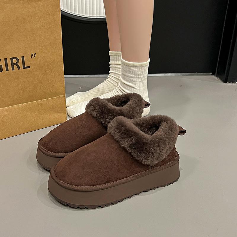 

Women s Fur Mouth Lightweight Height Increasing Thick Sole Winter Warm Fur Integration Snow Boots Plush Lining Non-slip Casual Sports Cotton Boots 40 темно-коричневого