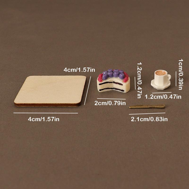 1Set 1:12 Puppenhaus Miniatur Kuchen Kaffee Gabel Tablett Lebensmittel Modell Küche Dekor Spielzeug Puppenhaus Zubehör
