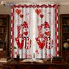 2pcs Valentine's Day Pink Romantic Goblin Print Perforated Blackout Curtains Multi Size Living Room Insulation Decoration