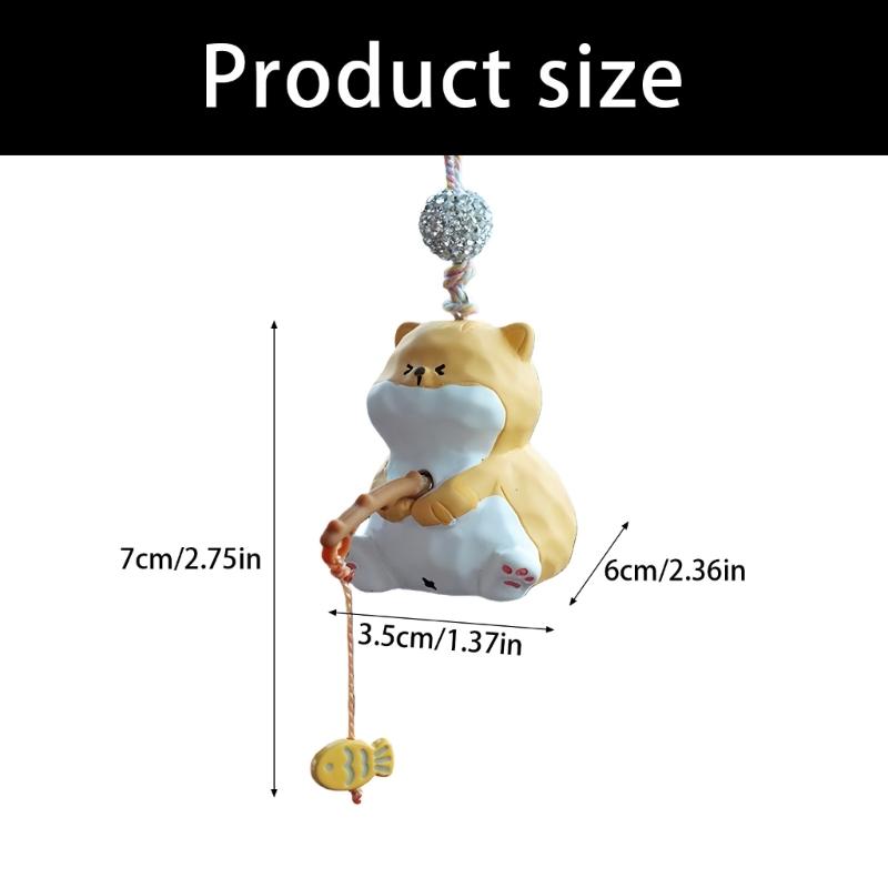 Fishing Cats Car Rear View Mirror Pendant Hanging Ornament Car Decoration Funny Car Interior Decors Gift for Women Men