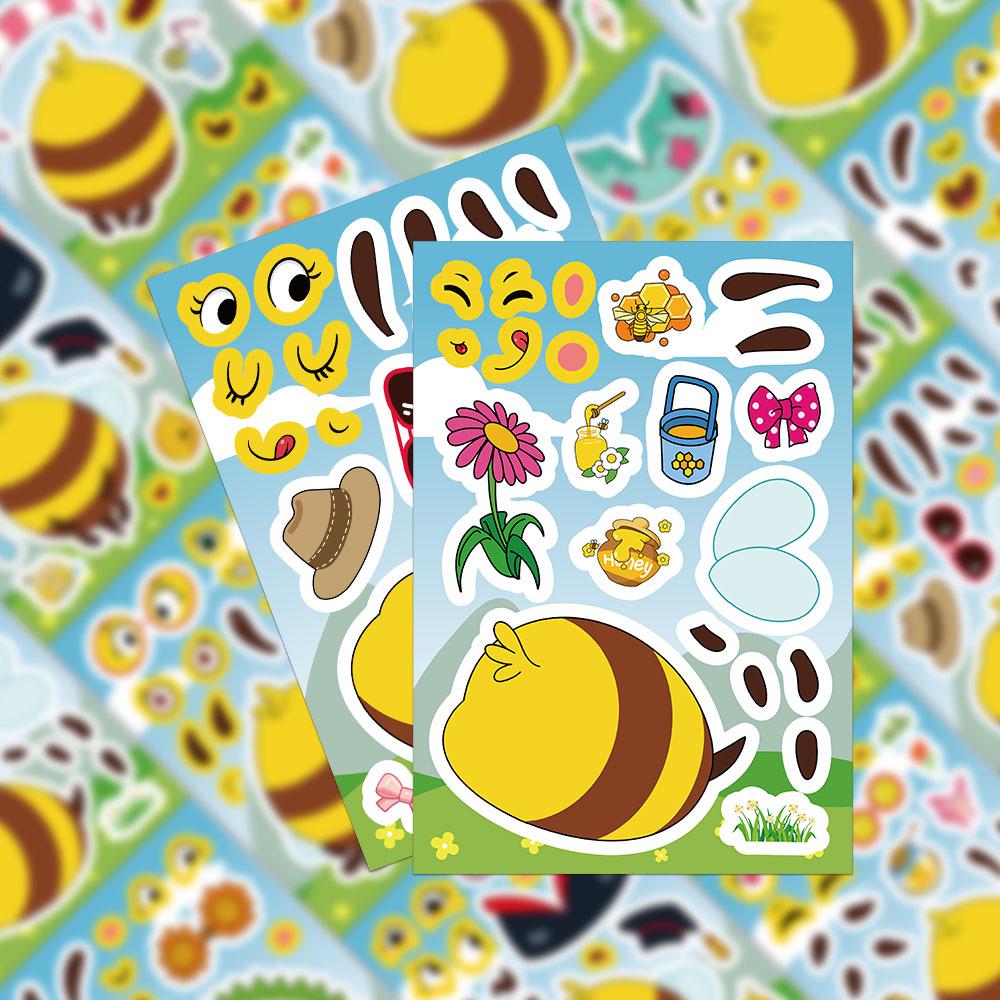 Creative Bee Cartoon Stickers Set - 8 Sheets for Phone Cases & Notebooks