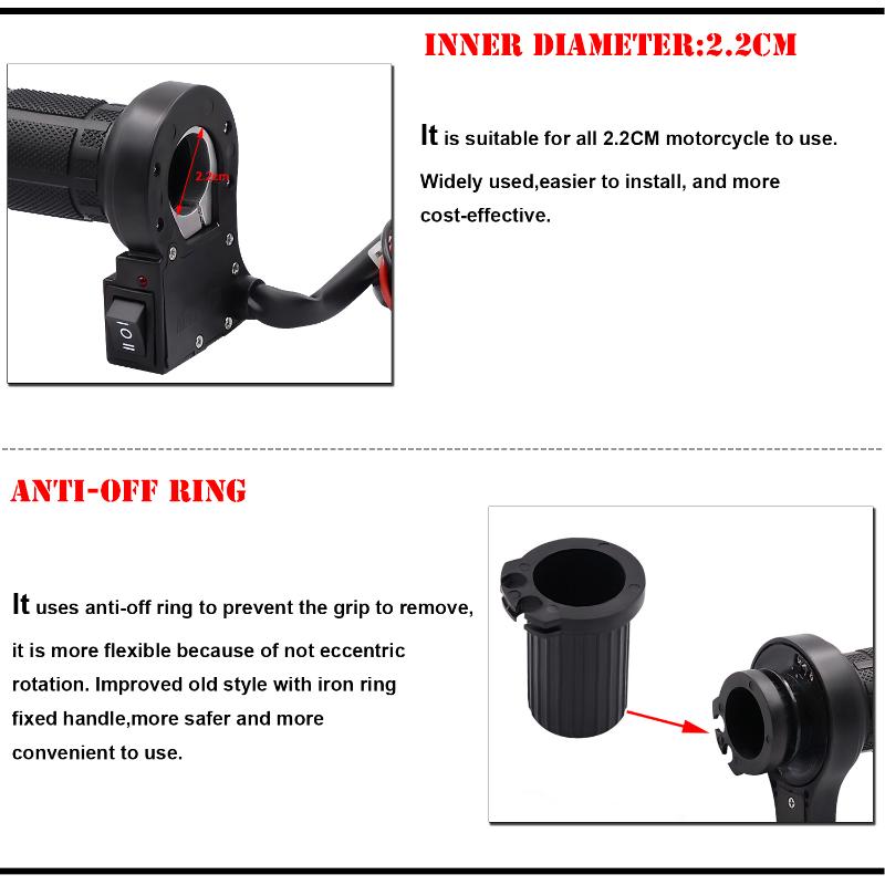 2023 New Universal Motorcycle 22mm Hand Heated Grips Molded Grips Motocross ATV Warmers Adjustable Temperature Hot Handlebar