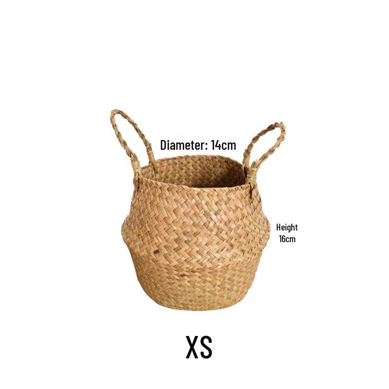 Nordic Minimalist Seagrass & Rattan Handwoven Flower Baskets - For Artificial Plants & Storage, Available In Various Sizes
