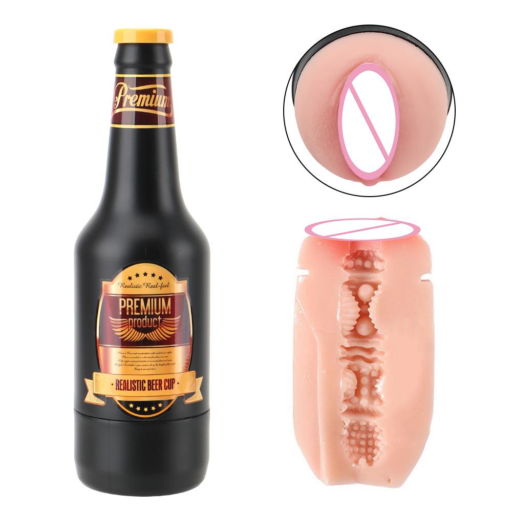 Manual Male Masturbator Soft Ora Pussy Real Vagina Portable Beer Bottle Sex Toys for Men Gift Erotic Adult Toy Sex Machine