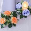 Artificial Rose Wreath Candle Ring Pillar Candle Holder Spring Green Leaves Flower Garland Home Wedding Party Table Centerpiece Decoration