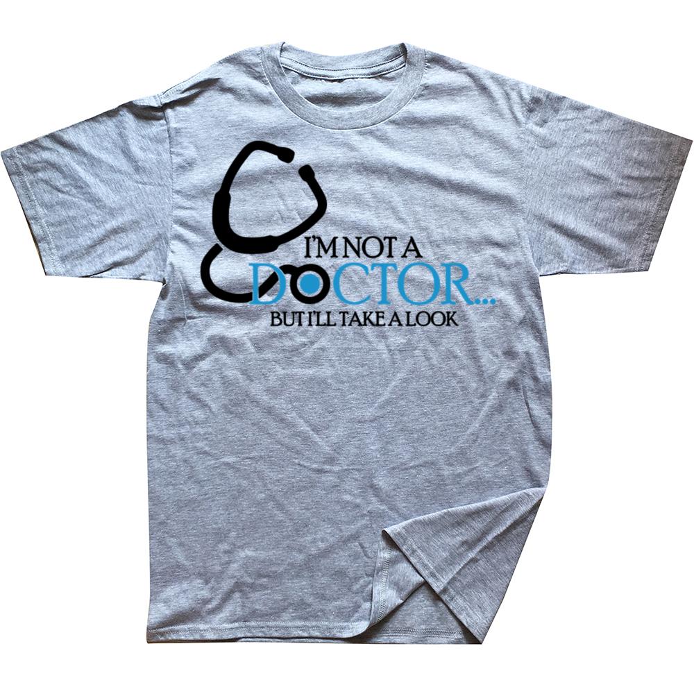 Lustig Ich bin kein Arzt, aber ich schau mal drauf Grafik T-Shirts Herren Damen Mode Freizeit T-Shirt 100% Baumwolle Locker Oversized T-Shirt