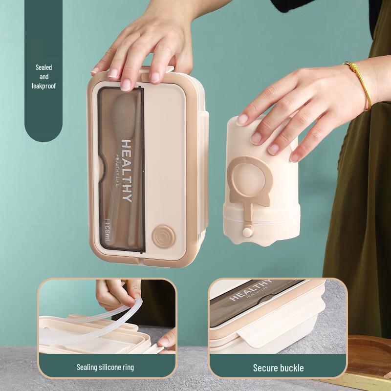 ZISIZ Microwaveable Portable Plastic Lunch Box Set