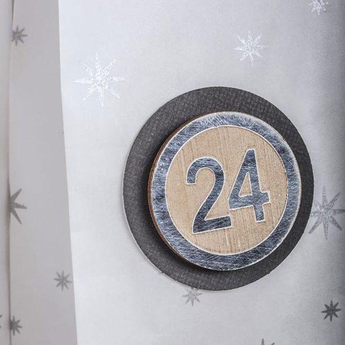 24 MDF Wooden Adhesive Numbers Advent Calendar Ø 3.5 Cm - Silver