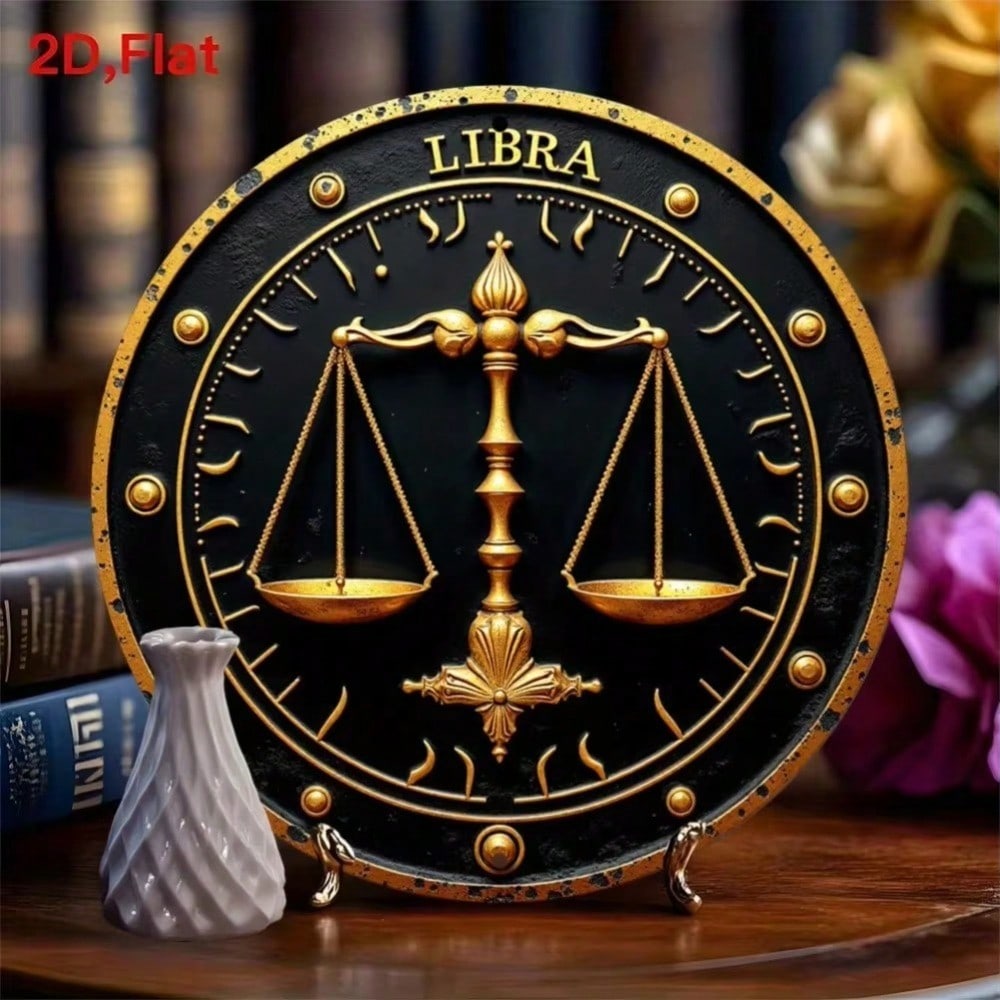 Vintage Libra Metal Wall Art Gold Black Justice Sculpture Greek Goddess Wall Decor 20x20