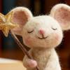 Handcrafted Felt Mouse Figurine Holding Star Mice Ornament Simulation Rat Statue Animal Sculpture Home Office Desktop Decoration
