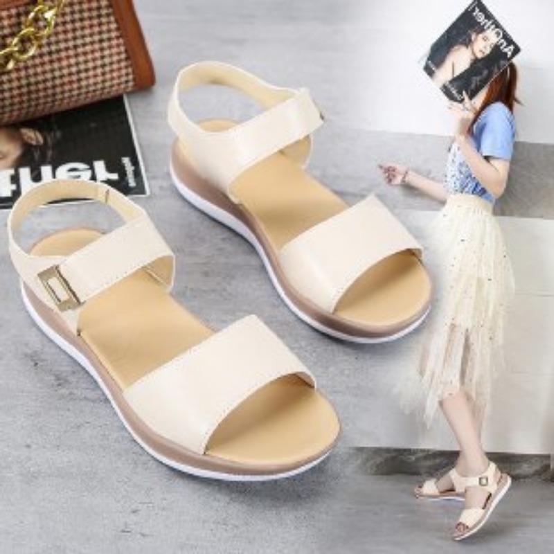 35-45 extra large size women's shoes summer new versatile flat-soled sandals soft-soled student Velcro women
