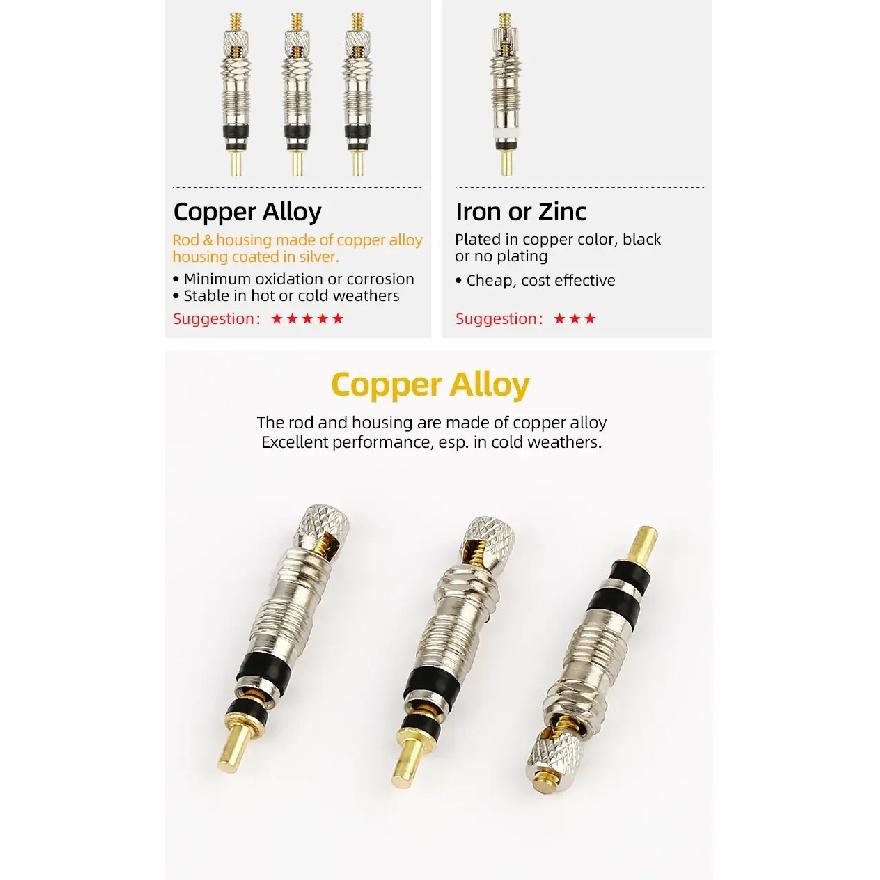 Brass Presta Valve Core Set W/ Aluminum Remover N Rubber O-ring Optional MTB Road Bike Tubeless Tire Replacements Parts