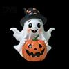 Soft Aesthetic Ghost Sculptures Halloween Decoration, Holding Pumpkin Resin Figurine with Witch Cute Home Party Accents Hat, Spooky Tabletop Decor for