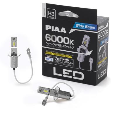 PIAA LEH264 LED Lamp Vehicle Inspection Pack of 2 Headlight/Fog Bulbs, 6000K, Controller-less, 12V, 17W, 2500lm, H3/H3a, Compliant,