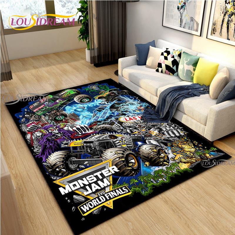 Monster Jam Truck Game Carpet for Living Room Bedroom Rug Kitchen Kids Door Unslip Floor Mat Birthday gift photography props Rug