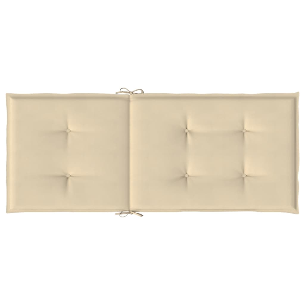 Garden Chair Cushions for High Back Chairs 6 Pcs Beige 120 X 50 X 3 Cm Fabric