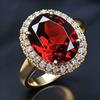 Nuovo Anello da Donna 2026 in Oro 24K con Zircone Rosso Melograno Gioielli