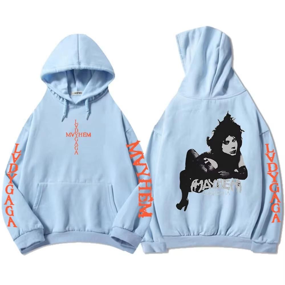 Hooded Pullovers Lady Gaga Mayhem Album Graphic Hoodies Hip Hop Unisex Streetwear Long Sleeve Loose Male Sweatshirts Print Hoody