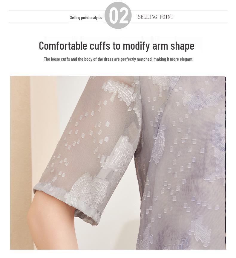 Elegant Chiffon Cheongsam: Stylish Summer Short-Sleeved Dress for Middle-Aged and Elderly