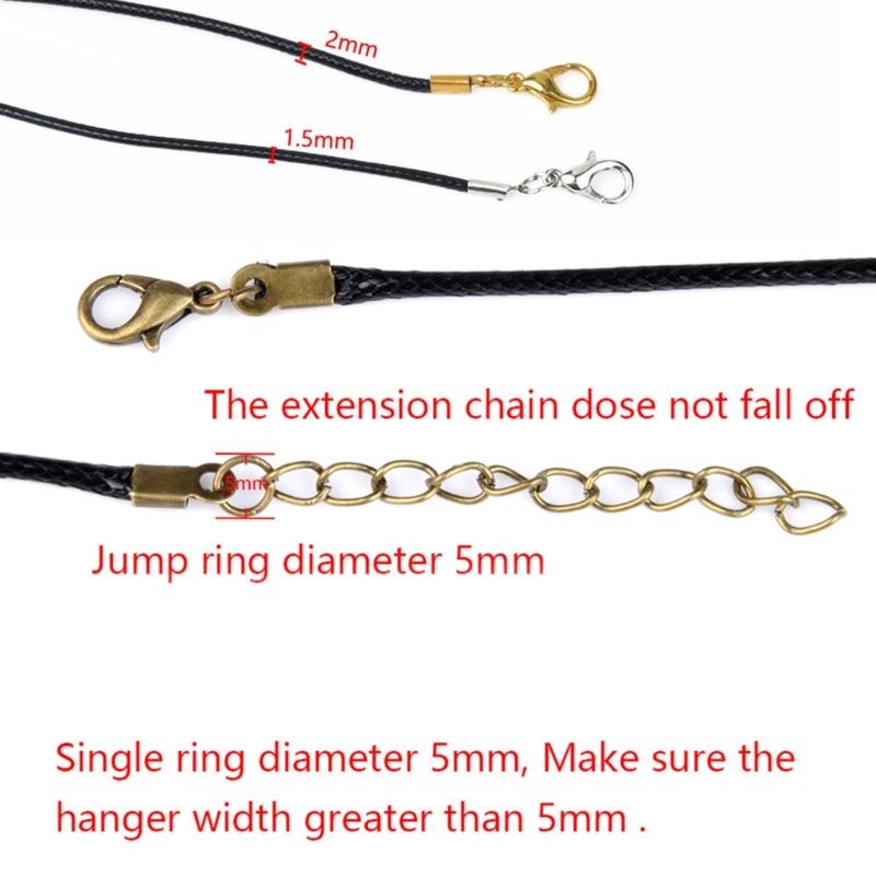 100pcs 1.5/2mm Leathers Adjustable Braided Rope Necklace Pendant Charm Findings Lobster Clasp String Cord Jewelry Making