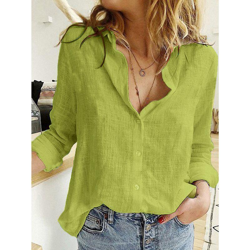Casual Loose Long Sleeved Linen Shirt Casual Loose Long Sleeves Linen Shirt