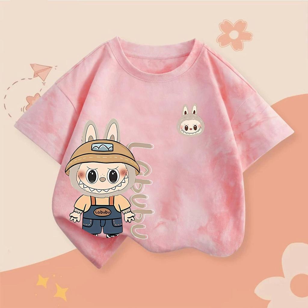 Monster Elf Cartoon Graphic Labubu Kids Printed T-shirt Summer Men's and Women's Casual Outdoor Girl Short Sleeved T-shirt Top