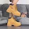 Martin boots women's new autumn short boots high-top rhubarb boots yellow thick-soled mountaineering boots