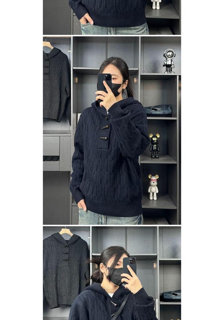 Women's Retro Hooded Cable Knit Cardigan - Cozy, Loose-Fit, Versatile Sweater for Autumn/Winter