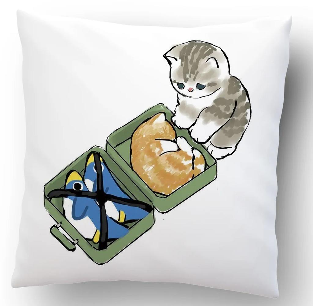 Cartoon Cat Decorative Pattern Pillowcase Office Living Room Home Pillowcase Car Ornaments