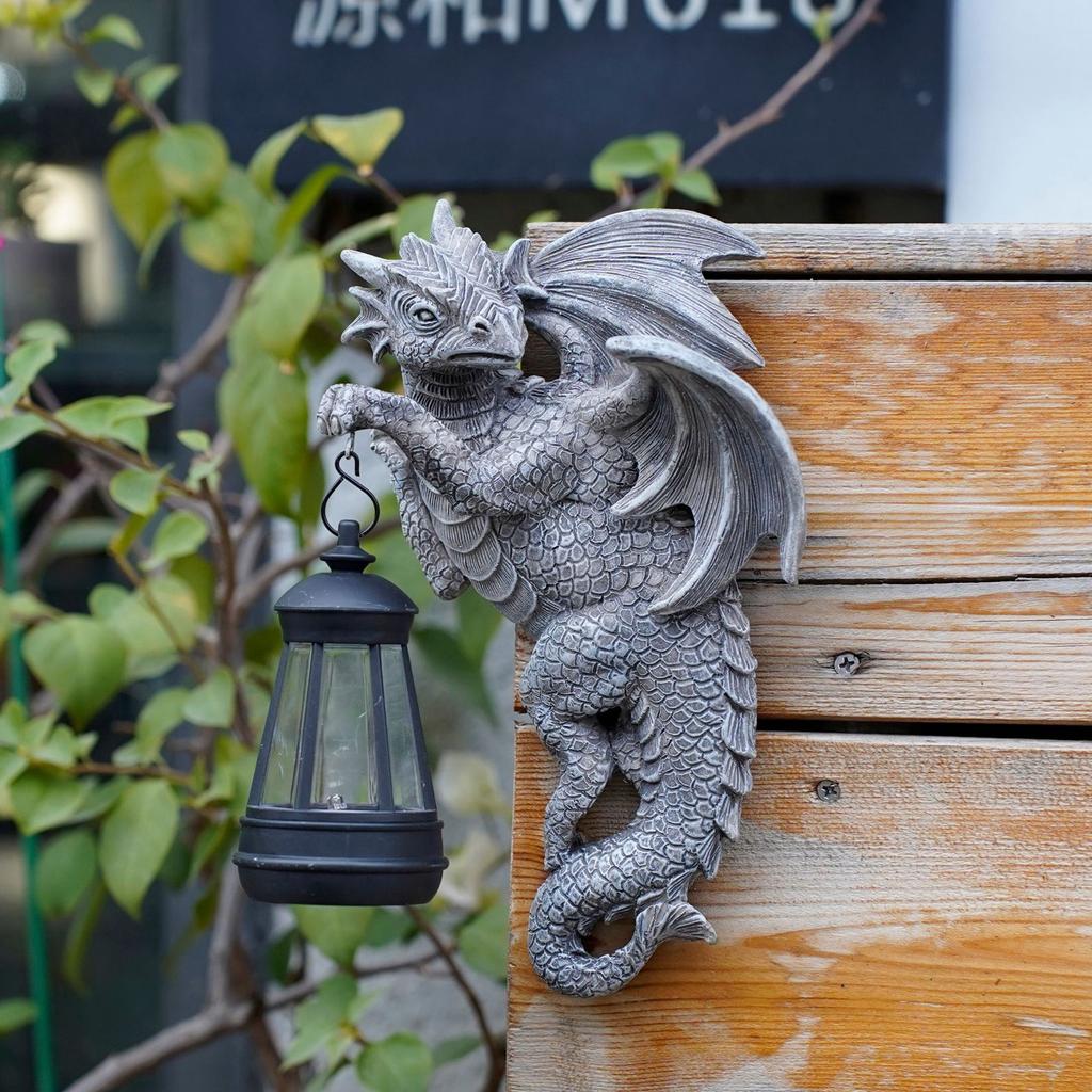 Solar , Dragon Tree Hugger -9.7-inch Resin Dragon Statue, Outdoor Garden And Courtyard Decoration, Gift