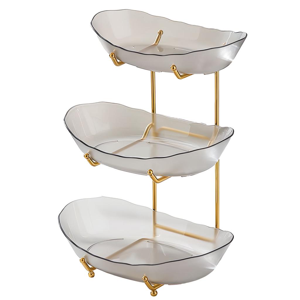Fruit Bowl for Kitchen Counter 3 Tier Acrylic Fruit Basket with Serving Bowls and Metal Stand