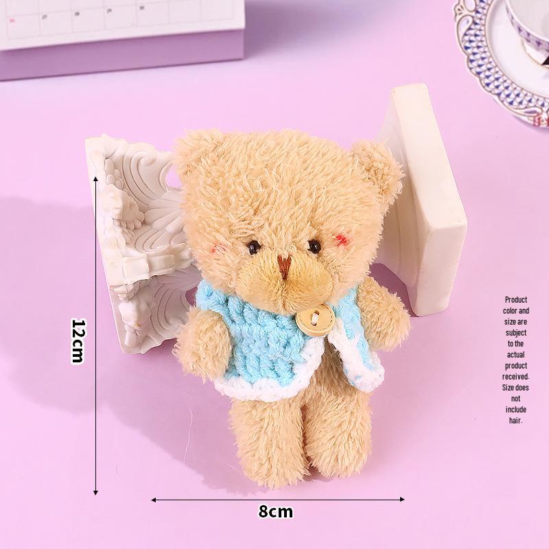 Blush Bear Plush Vest Keychain - Cute Teddy Backpack Charm Gift