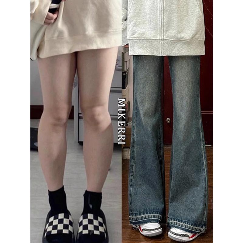 

Women s Retro Plus Size Micro-Flared Jeans for Autumn/Spring - Loose, Non-Clingy, Slimming, Ideal for Pear Shapes M