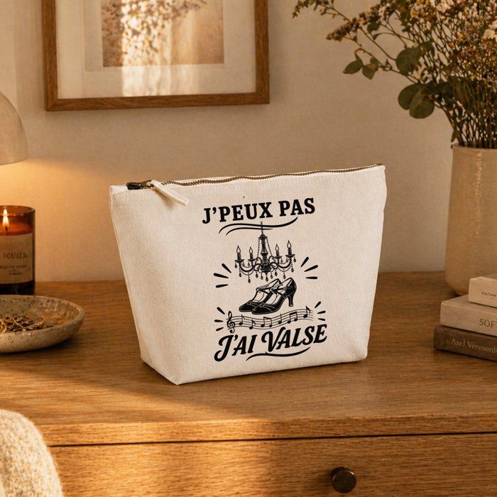 Trousse de toilette - PLANETEE - J’peux pas j’ai Valse (minimaliste) - Beige - 100% coton - 3 L