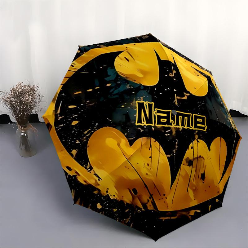 1pc Batman Symbol Custom Name Automatic Folding Umbrella, Durable Plastic & Iron, Lightweight for Outdoor Daily Use  S1230046