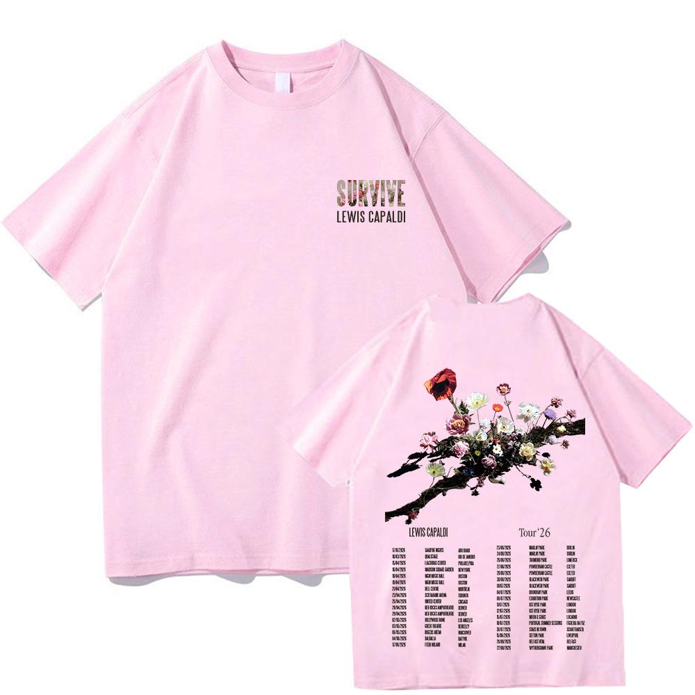 

Lewis Capaldi Tour 2026 T Shirts Summer Vintage Graphic Clothes Super Cotton Comfortable Hip Hop Tee Shirt Unisex Casual Y2K Top S рожевий