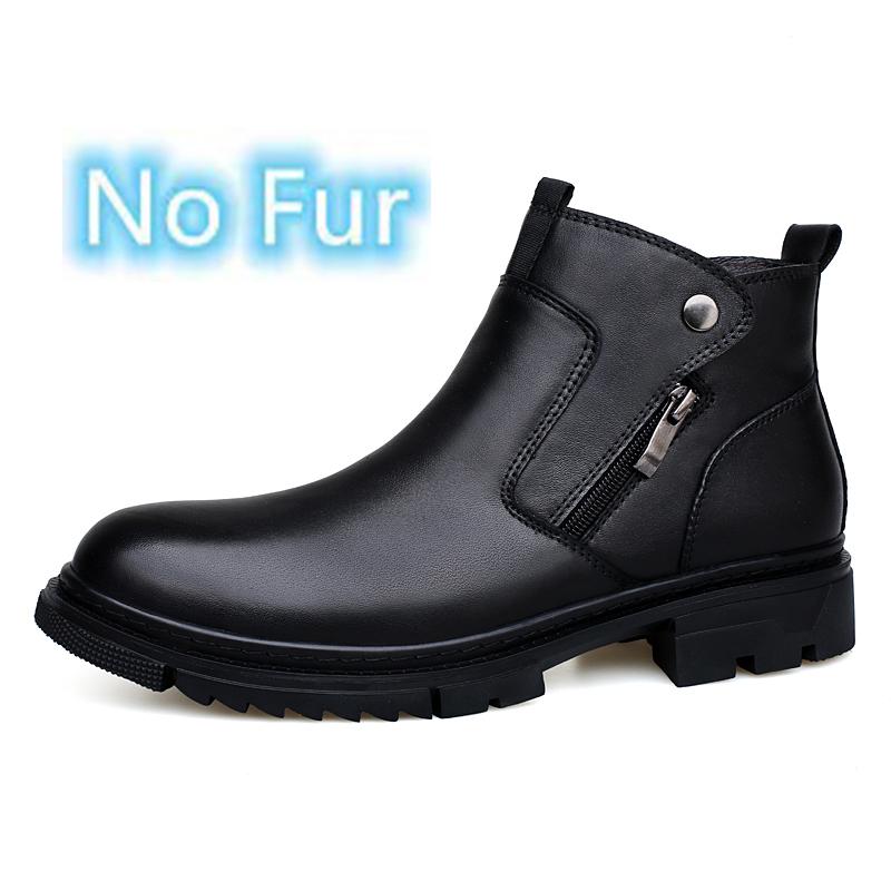 Fashion Genuine Leather Casual Shoe for Men British Style Short Boots Side Zipper High-Top Shoes Man Classic Chelsea Ankle Boots