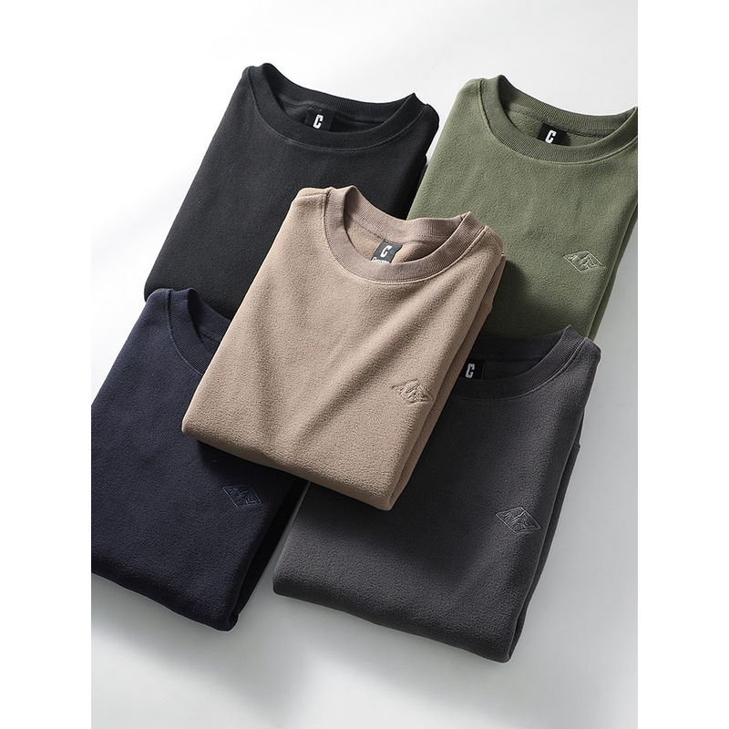 American Retro Double-Sided Fleece Sweater Men's Fall and Winter Embroidered Fashion Brand round-Neck Non-Hoodie Export Men's Fleece Jacket