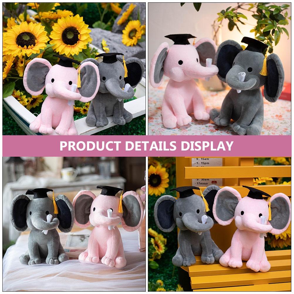 Cute Elephant Plush Toy With Graduation Hat Perfect Graduation Gift