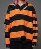 HOODHOOD Striped Cutout V-Neck Knit Orange