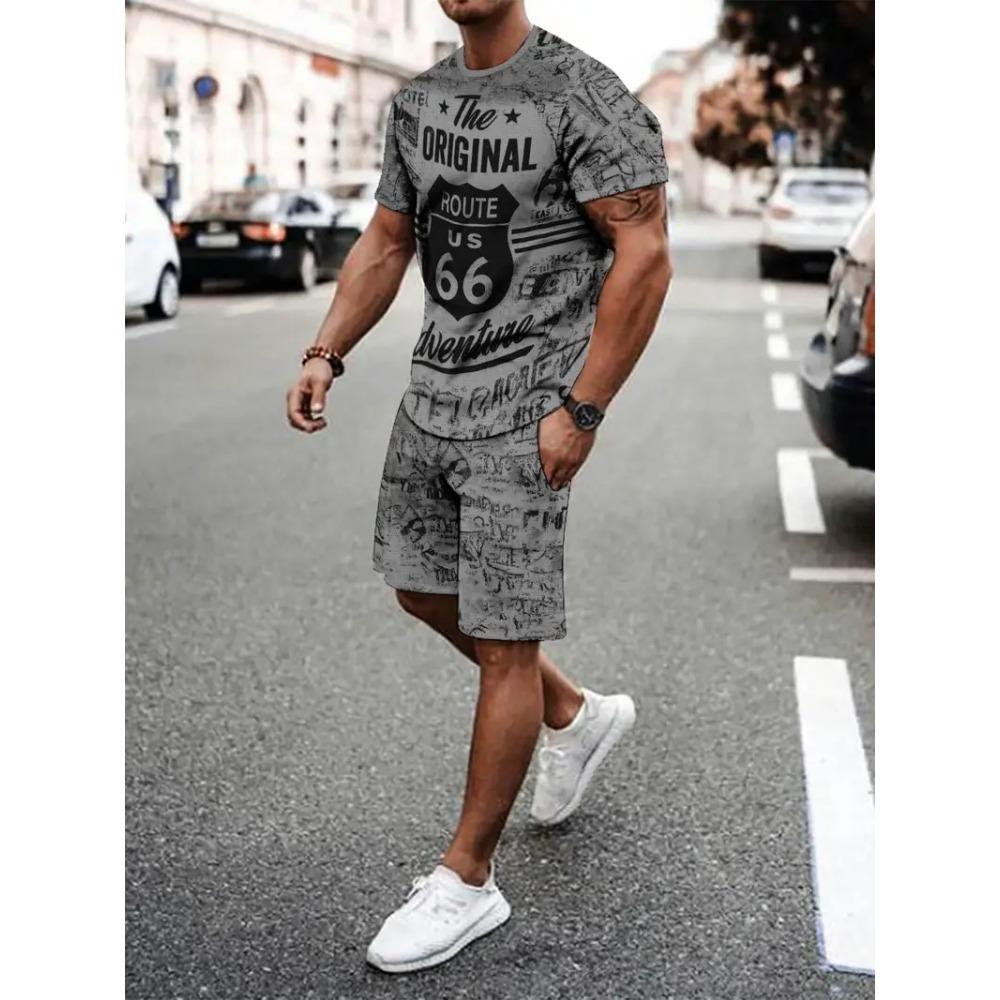 Summer Men's Short Sleeve Suit Fashion Street Short Sleeve Shorts 2 Casual Fashion Style