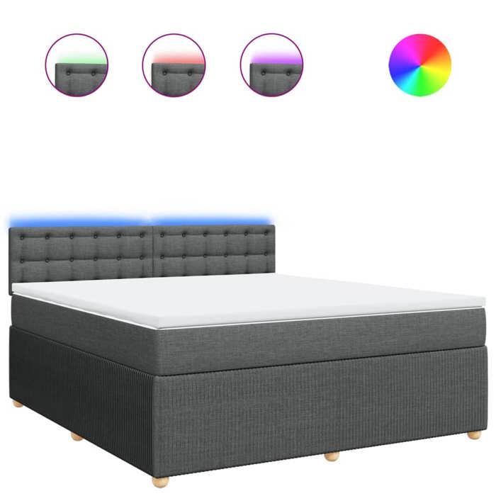 VidaXL Sommier à lattes de lit avec matelas Gris foncé 180x200cm Tissu 3289850