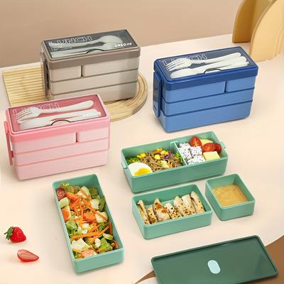 1450Ml Bento Lunch Box Large Capacity Multi Layer Food Storage With Cutlery Stackable Leak-Proof Lunch Container Kitchen Supplie