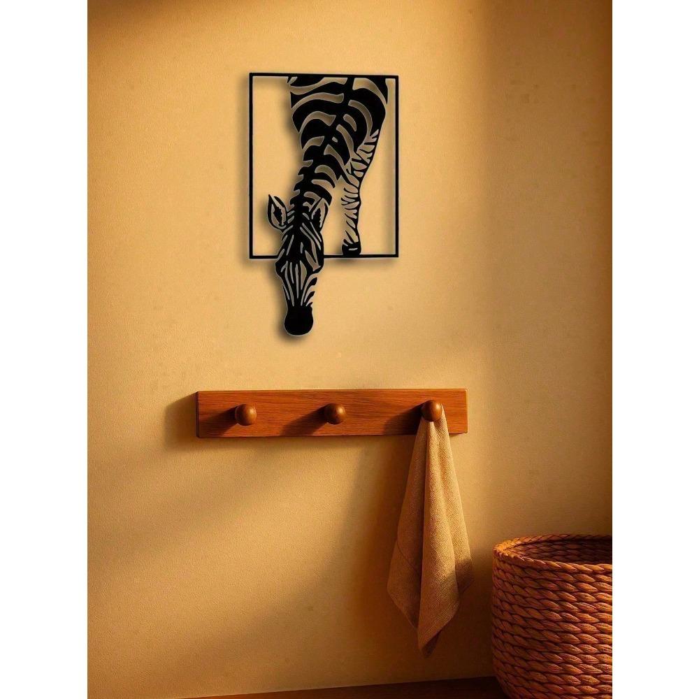 Metal Zebra Wall Art Sculpture Black White Animal Decor for Farmhouse Boho Living Room Bedroom Office Indoor Outdoor Durable Home Gift