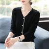 Primăvară Toamnă New Mom tricotat Cardigan Pulover Femeie Tricou cu decolteu în V Femeie Reducerea vârstei Top cu fund S-3XL