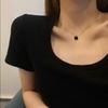Black dark geometric square necklace women's light luxury niche design sense collarbone chain new hip hop